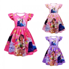 3 Colors Encanto Canvas Cosplay Costume Long Dress For Children