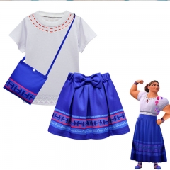 Encanto Canvas Cosplay Costume T Shirts+Skirt+Bag Set For Children