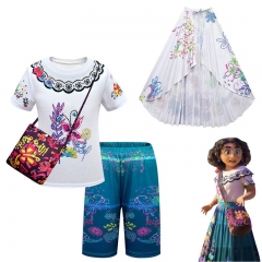 Encanto Canvas Cosplay Costume T Shirts+Shorts+Bag+Cloak Set For Children