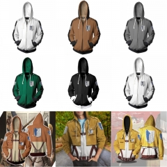 9 Styles Attack on Titan 3D Printed Anime Hooded Hoodie