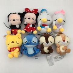 8pcs/set Disney Mickey Mouse Lilo & Stitch Anime Plush Toy Pendant 10cm