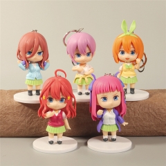 5PCS/SET The Quintessential Quintuplets Cute Design PVC Anime Figure Keychain