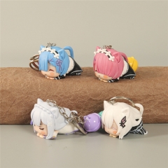 4PCS/SET Re: Zero/Re:Life in a Different World from Zero Cute Design PVC Anime Figure Keychain