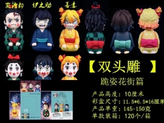 3 Styles 10cm Demon Slayer: Kimetsu no Yaiba Hashibira Inosuke Agatsuma Zenitsu Kamado Tanjirou Cartoon Toy Anime PVC Figure Can Change Head