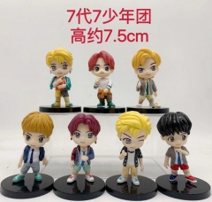 7PCS/Set 7.5cm K-POP BTS Bulletproof Boy Scouts 7 Generation Cartoon Character Model Toy Anime PVC Figure