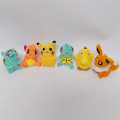 6Pcs/set 10CM Pokemon Cartoon Anime Plush Toy Pendant
