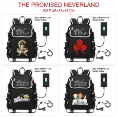8 Styles The Promised Neverland Canvas Shoulder Anime Backpack Bag Whit USB