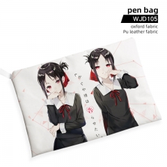 2 Styles Kaguya-sama: Love is War Cartoon Character Oxford Fabric Pu Leather Fabric Anime Pen Bag File Pocket