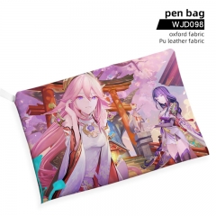 Genshin Impact Cartoon Character Oxford Fabric Pu Leather Fabric Anime Pen Bag File Pocket
