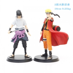 18CM 2PCS/SET Naruto Uchiha Sasuke+Uzumaki Character Anime PVC Figures Toy