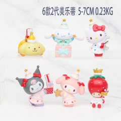 5-7CM 6PCS/SET Christmas Hello Kitty Cartoon Character Anime PVC Figures Toy