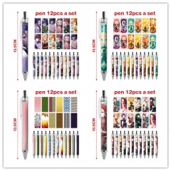 9 Styles 12PCS/SET Demon Slayer: Kimetsu no Yaiba Cartoon Character Anime Ballpoint Pen