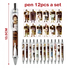 3 Styles 12pcs/set Black Cover Cartoon Character Anime Ballpoint Pen