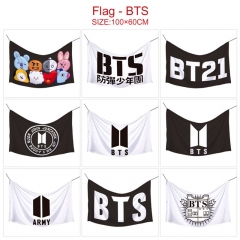15 Styles K-POP BTS Bulletproof Boy Scouts Hot Sale Fancy Flag Anime Decoration Flag （No Flagpole）