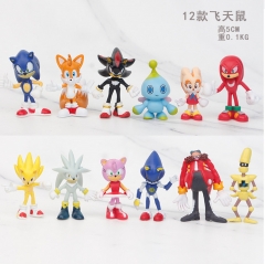 12pcs/set Sonic the Hedgehog Cosplay Cartoon Model Toy Statue Collection Anime PVC Figure