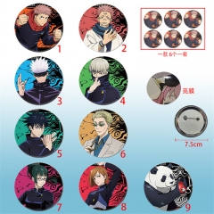 9 Styles 6PCS/SET 75mm Jujutsu Kaisen Cosplay Cartoon Character Anime Brooch Pin
