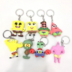 8 Styles SpongeBob SquarePants Anime PVC Keychain