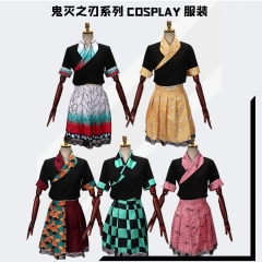 5 Styles Demon Slayer: Kimetsu no Yaiba Cosplay Cartoon Character Anime Costume Top+Skirt+Socks Set