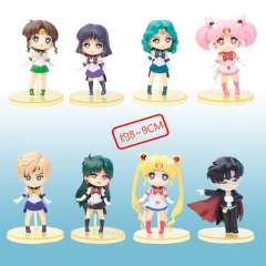 8PCS/SET 9CM Pretty Soldier Sailor Moon Anime PVC Figures