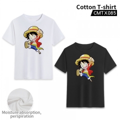 2 Styles One Piece Cosplay Cartoon Two Side Printed Pure Cotton Anime T Shirt