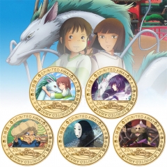 5 Styles Spirited Away Anime Souvenir Coin Souvenir Badge Cartoon Stainless Steel Decoration Badge