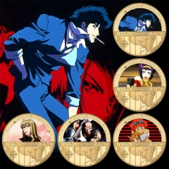 5 Styles Cowboy Bebop Anime Souvenir Coin Souvenir Badge Cartoon Stainless Steel Decoration Badge
