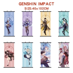 40*102CM 20 Styles Genshin Impact Cartoon Wallscrolls Waterproof Anime Wall Scroll