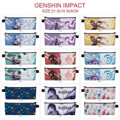 9 Styles Genshin Impact Cosplay Cartoon PU Colorful Anime Zipper Pencil Bag Box