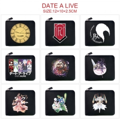 9 Styles Date A Live Cosplay Cartoon PU Anime Zipper Wallet Purse