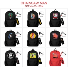 3 Colors 24 Styles Chainsaw Man Canvas Anime Backpack Bag+Pencil Bag Set
