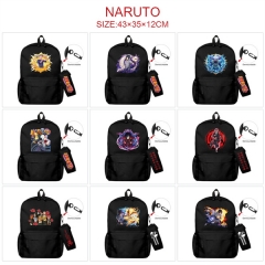 3 Colors 26 Styles Naruto Canvas Anime Backpack Bag+Pencil Bag Set