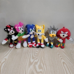 20CM 6PCS/SET Sonic the Hedgehog Cartoon Anime Plush Toy Pendant
