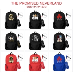 3 Colors 17 Styles The Promised Neverland Canvas Anime Backpack Bag+Pencil Bag Set
