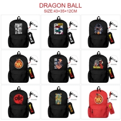 3 Colors 23 Styles Dragon Ball Z Canvas Anime Backpack Bag+Pencil Bag Set