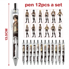 3 Styles 12pcs/set Attack on Titan/Shingeki No Kyojin Cartoon Character Anime Ballpoint Pen