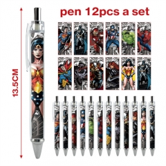 2 Styles 12pcs/set Super Hero Cartoon Character Anime Ballpoint Pen