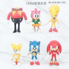 6PCS/SET 6-8CM 13 Ver. Sonic The Hedgehog Anime Figure Toy