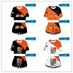 20 Styles Halloween Pumpkin Lantern Pattern Cosplay Anime T-shirt And Shorts Set