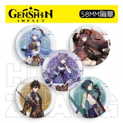 20 Styles 58MM Genshin Impact Game Pattern Pin Anime Brooch