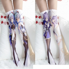16 Styles Genshin Impact Cosplay Stocking Cute Loli Manga Pattern Stockings Anime Cartoon Sweet Thigh High Sock
