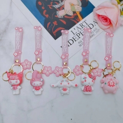 5 Styles Cinnamoroll Kuromi My Melody Cherry Blossoms Sakura Anime Figure Keychain