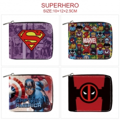7 Styles Marvel Super Hero Cartoon Pattern PU Coin Purse Anime Short Zipper Wallet