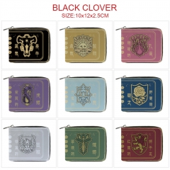 9 Styles Black Clover Cartoon Pattern PU Coin Purse Anime Short Zipper Wallet