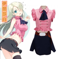 The Seven Deadly Sins/Nanatsu no Taizai Cosplay Anime Costume Top+Skirt+Waist+Tie Set