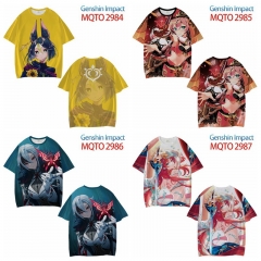6 Styles Genshin Impact Color Printing Anime T Shirt
