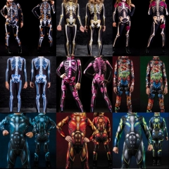 10 Styles Human Skeleton Tight Clothing For Kids Halloween Anime Costume