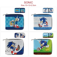 5 Styles Sonic The Hedgehog Cartoon Pattern PU Coin Purse Anime Short Zipper Wallet