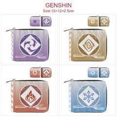 7 Styles Genshin Impact Cartoon Pattern PU Coin Purse Anime Short Zipper Wallet