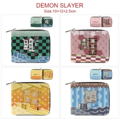 8 Styles Demon Slayer: Kimetsu no Yaiba Cartoon Pattern PU Coin Purse Anime Short Zipper Wallet