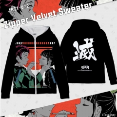 Demon Slayer: Kimetsu no Yaiba Cosplay Hooded Sweatshirt Zipper Velvet Sweater Anime Hoodie